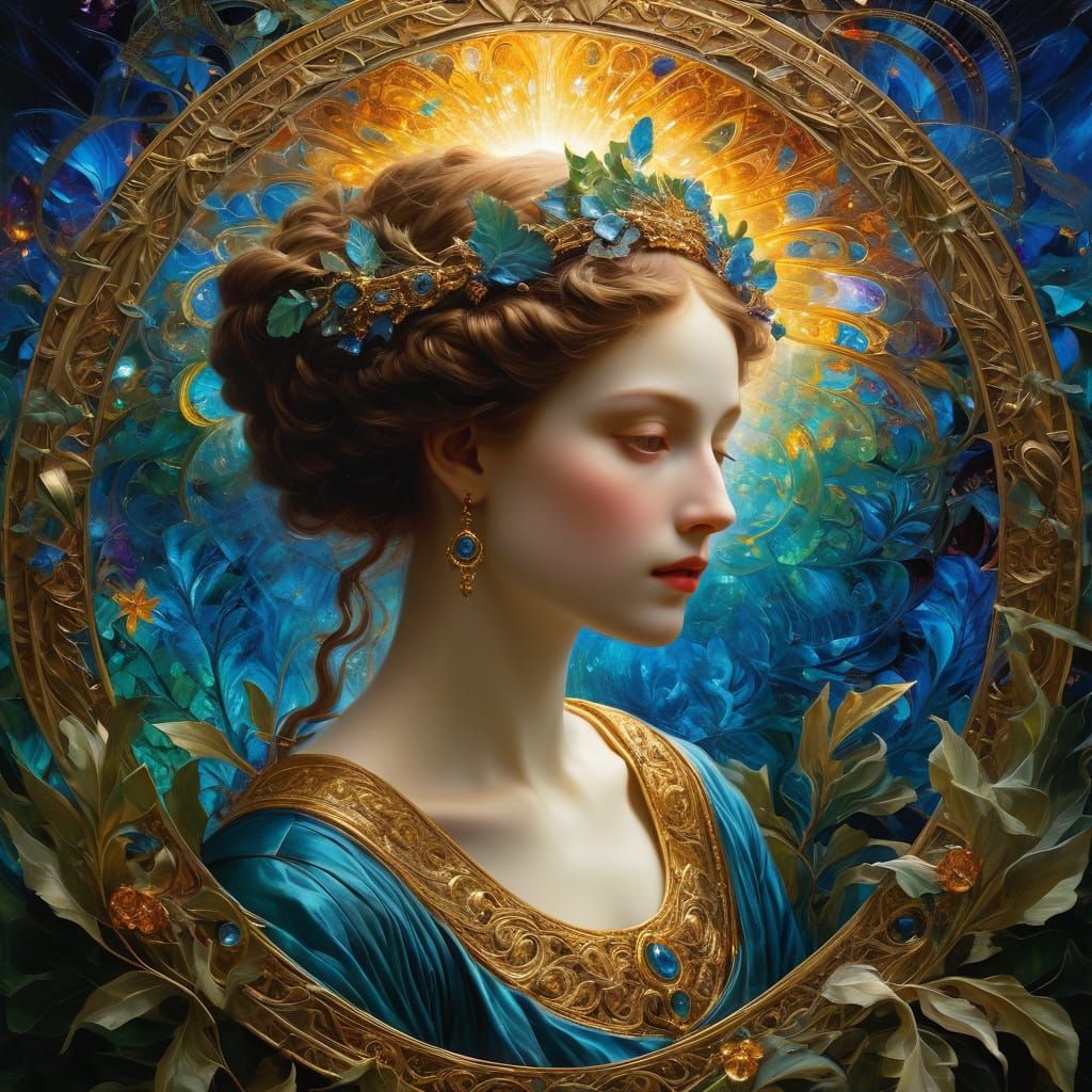 Divine Being in Pre-Raphaelite Style