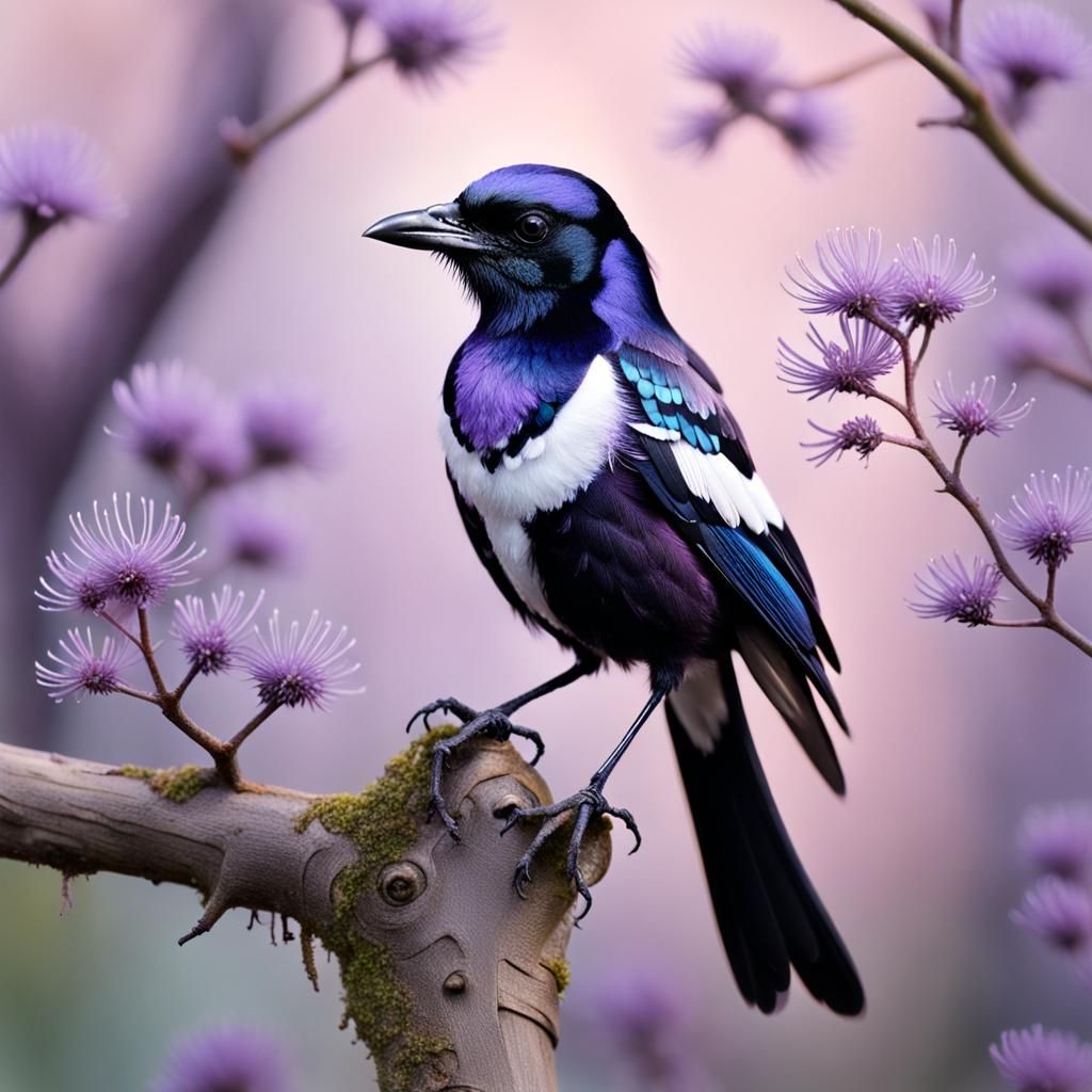 Mysterious Mauve Miniature Magpie