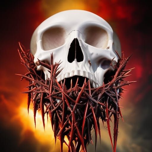 Bloody Skull Queen with Crown of Thorns