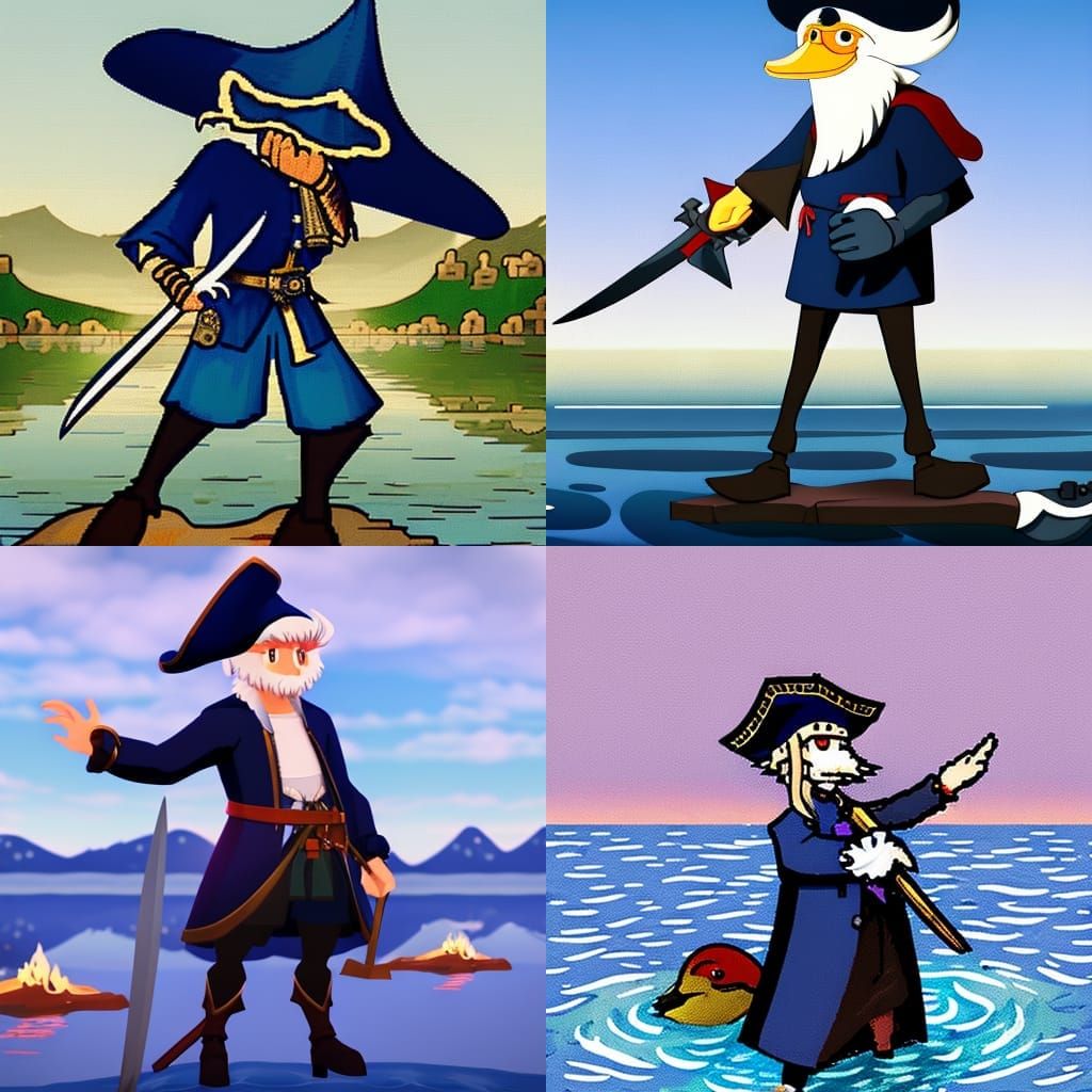 Navy Blue Diamond Head Man Rides Duck