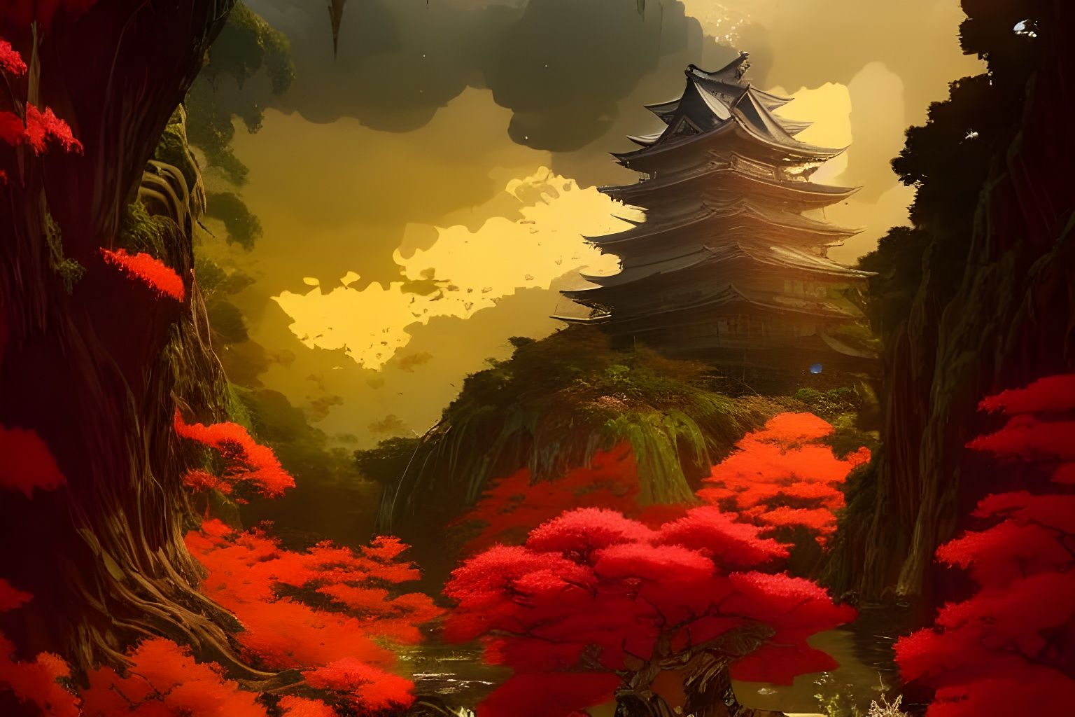 Ethereal Cyberpunk Firefighter in Japanese Ink Art