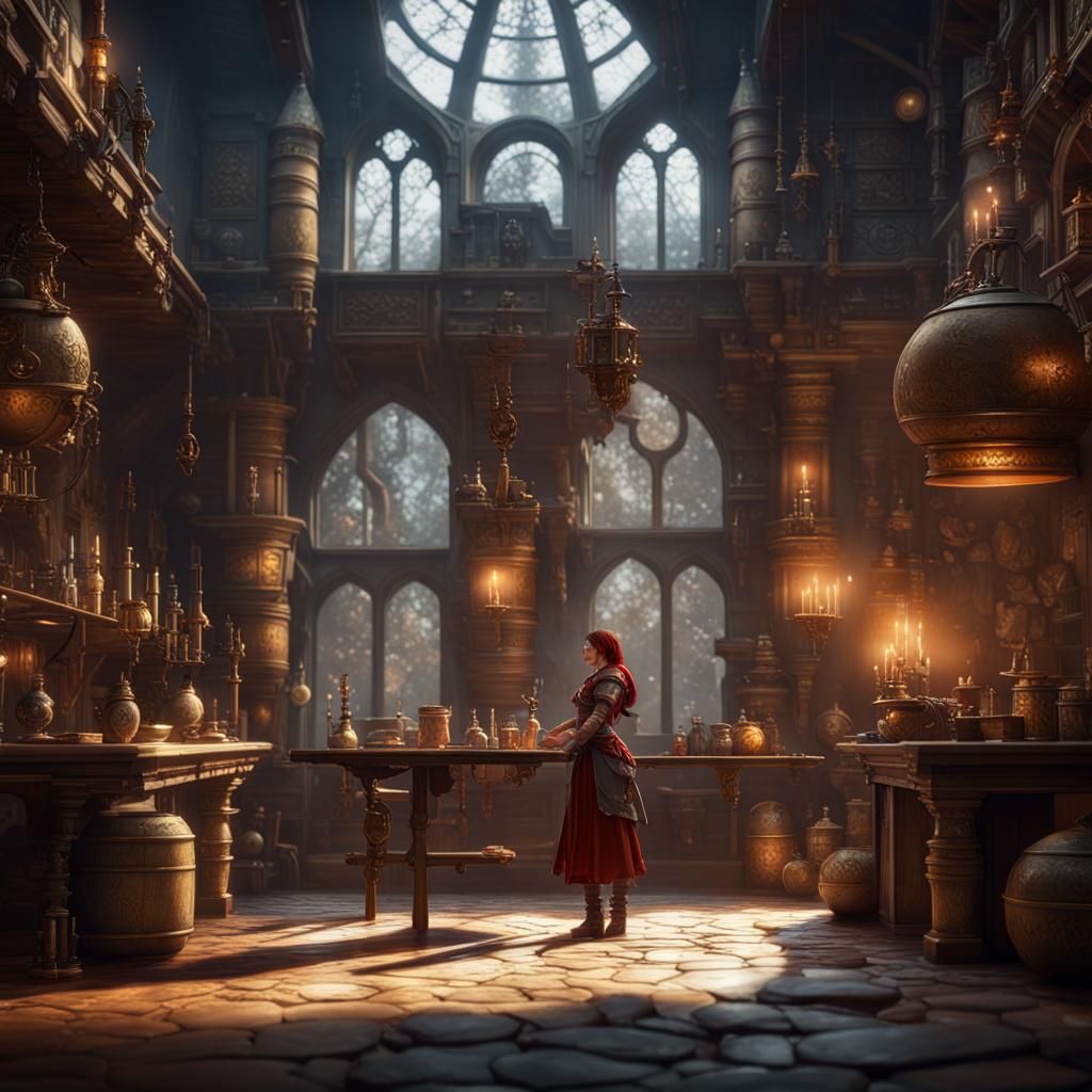 Female Alchemist in 3D Game Cinematic Style