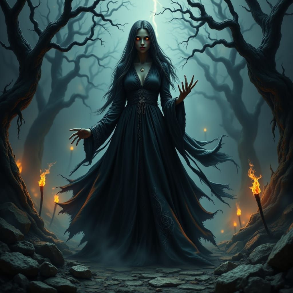 Dark Sorceress Embodies Forbidden Magic in a Twisted, Ancien...