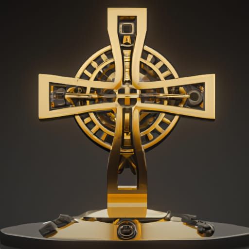 Gold Holy Cross in Detailed Matte Painting Style