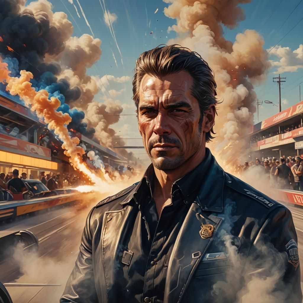 Pihole at Dragstrip in Motion Blur, Rutkowski Style