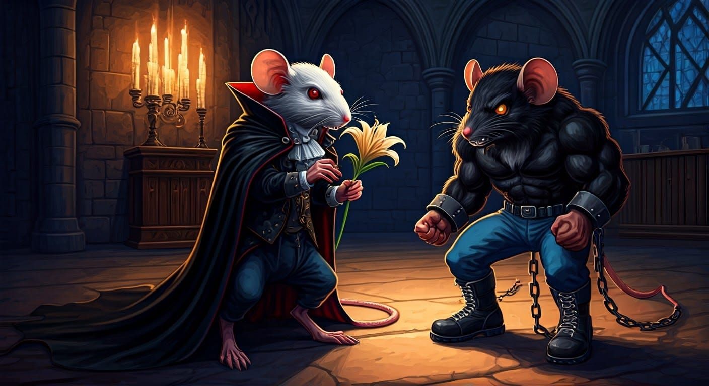 Gothic Vampire Mice in Dark Fantasy D&D Art