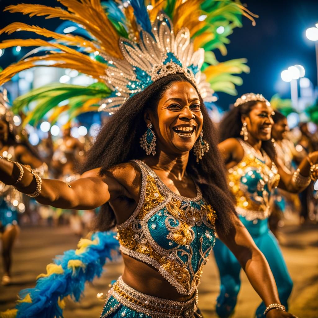 Rio Carnival Dancers in Sharp Focus