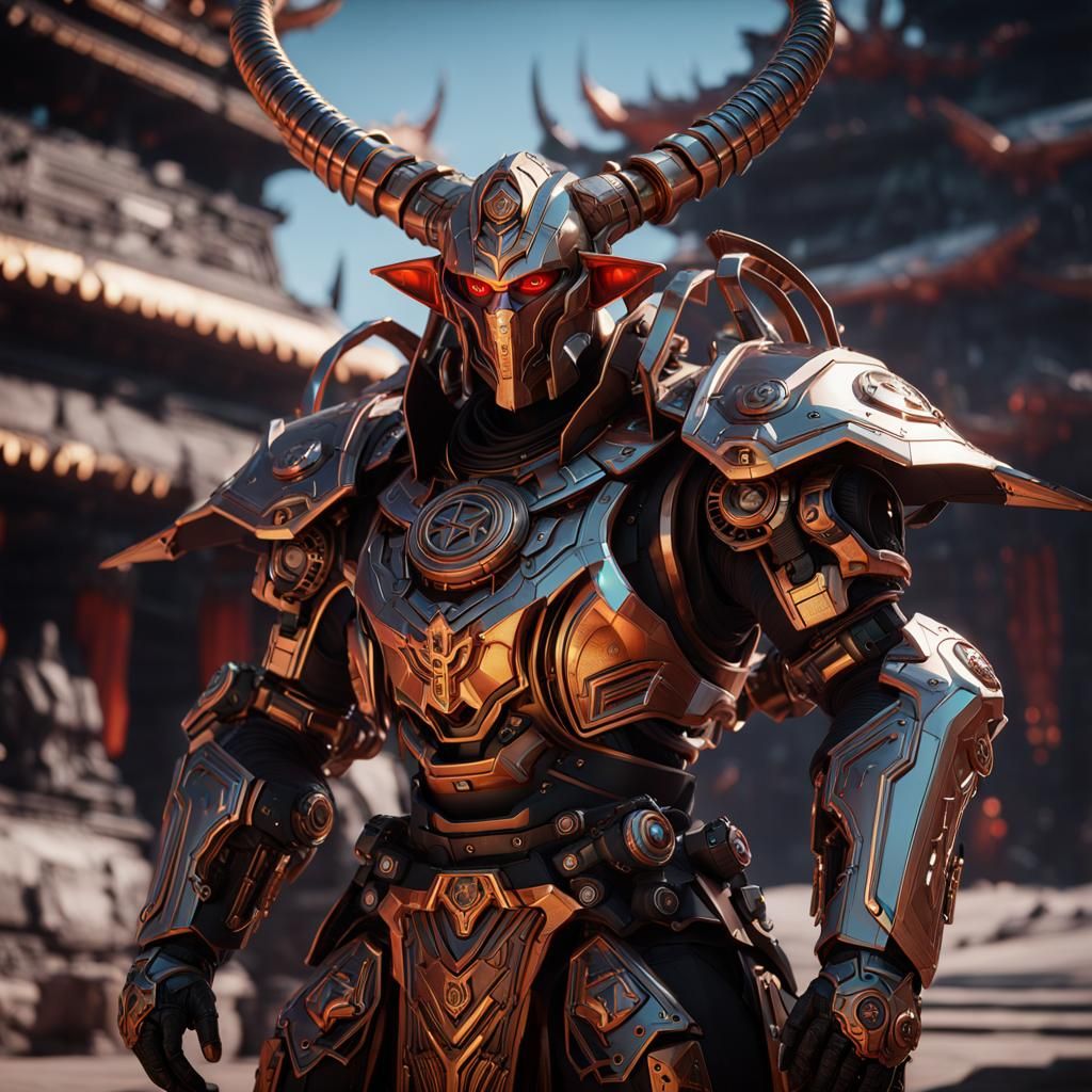 Tiefling Monk with Intricate Mech Details