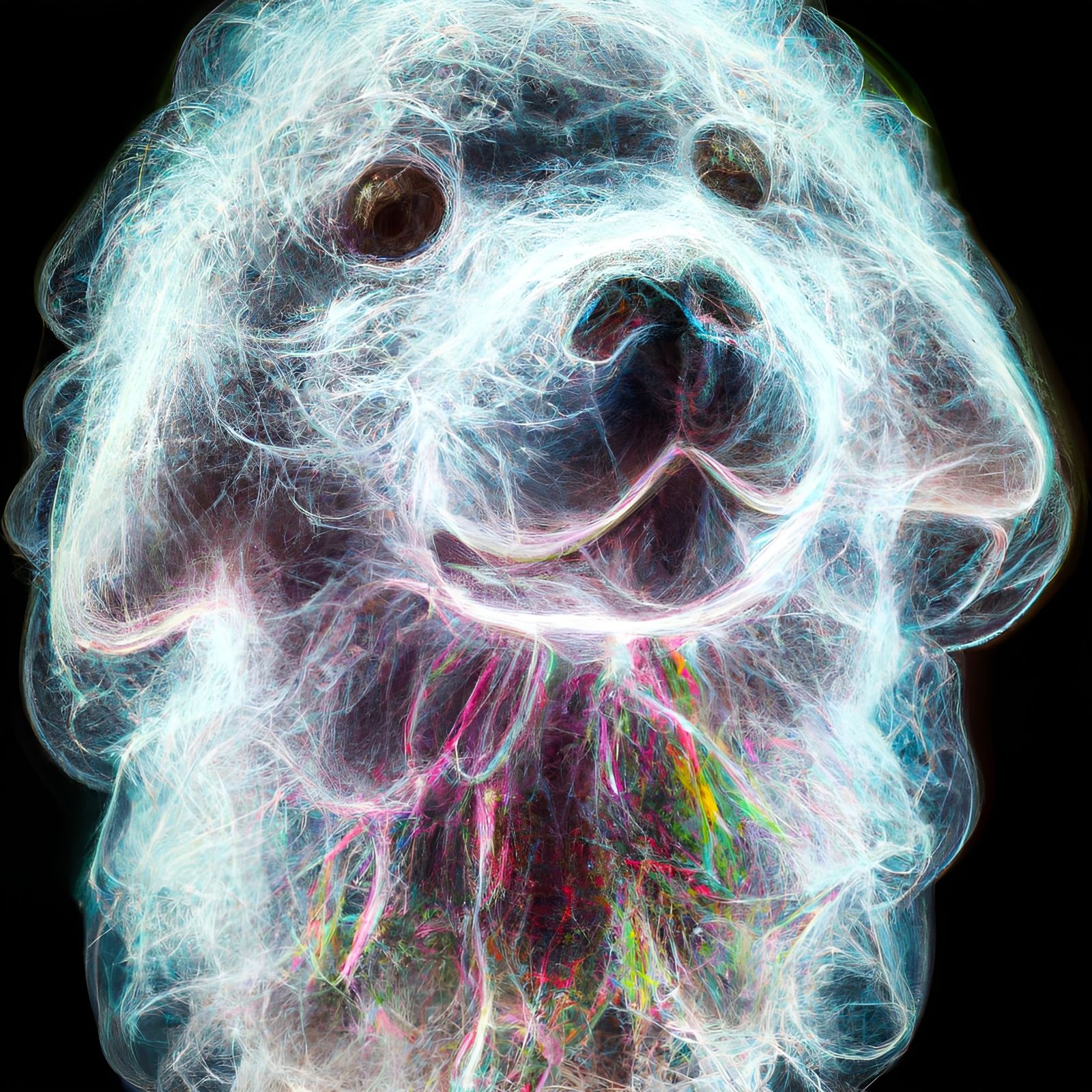 Bioluminescent Crystal Dog Portrait in Digital Art Style