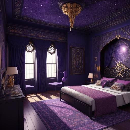 Whimsigothic 90s Bedroom with Celestial Motifs