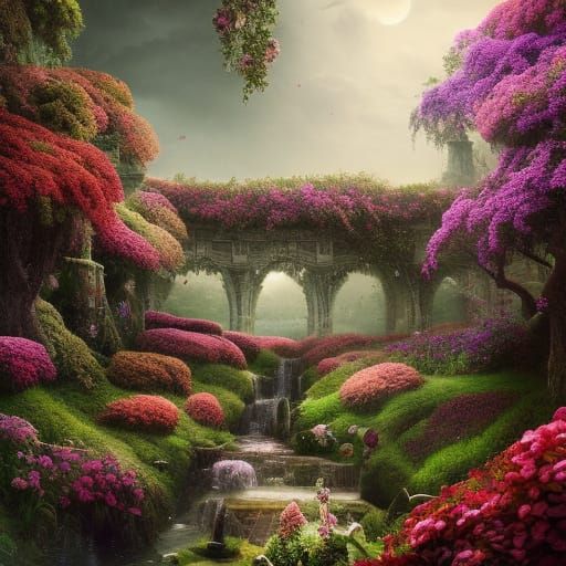Secret Flower Garden: Digital Matte Painting