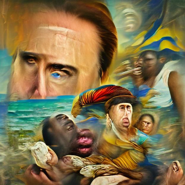 Nicolas Cage as Bahamian Man: Renaissance Poster Art