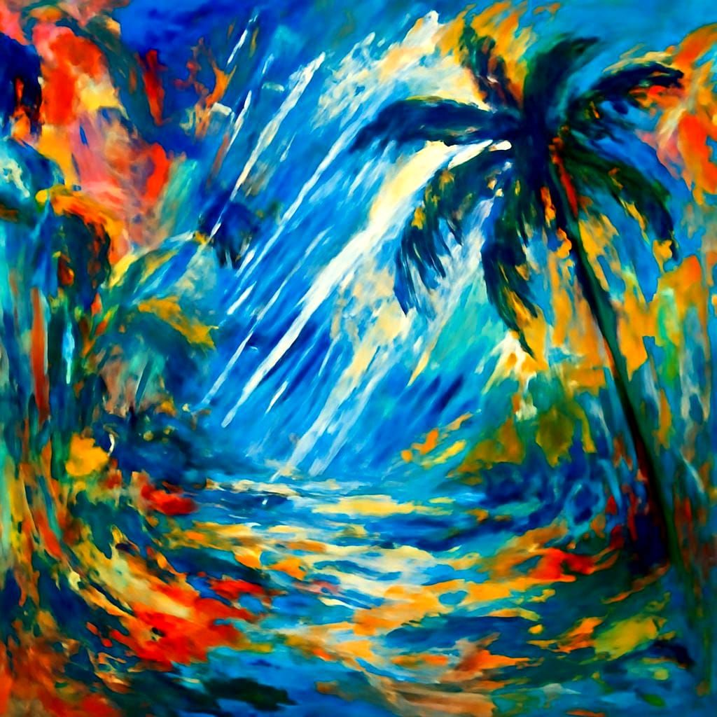 Abstract Oil Painting of a Tropical Storm