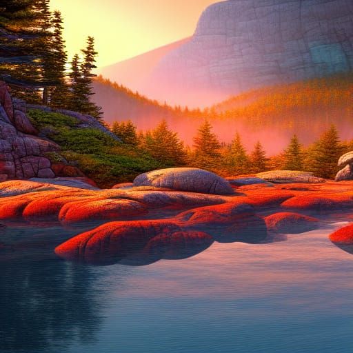 Acadia National Park: Detailed Matte Painting in Fantasy Sty...