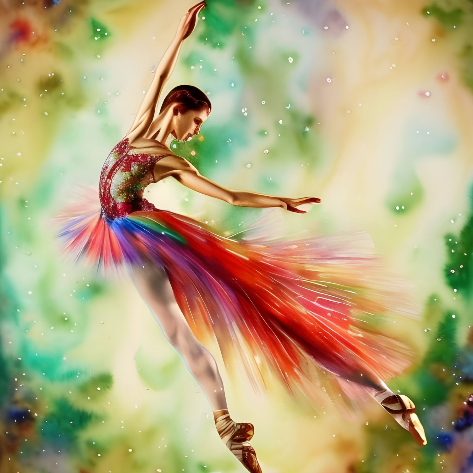 Watercolor Christmas Ballet Dancer Stained Glass Window