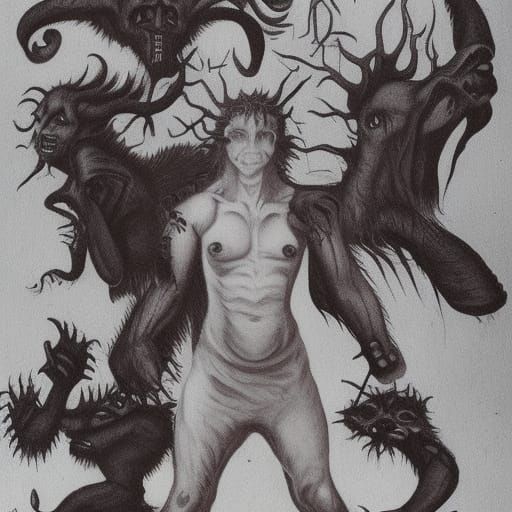 Menacing Demons in a Dark Fantasy Landscape