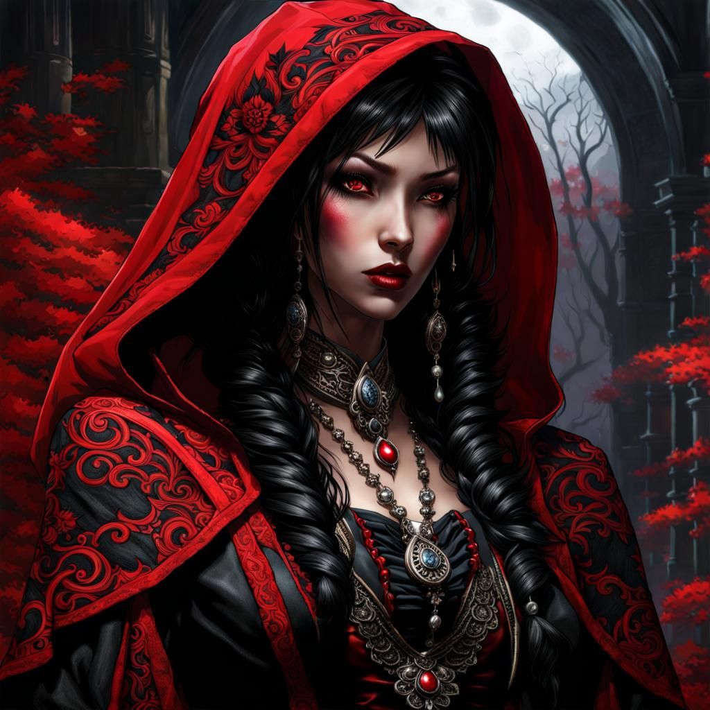 Gothic Werewolf Mistress in Black Lace, Splash Art