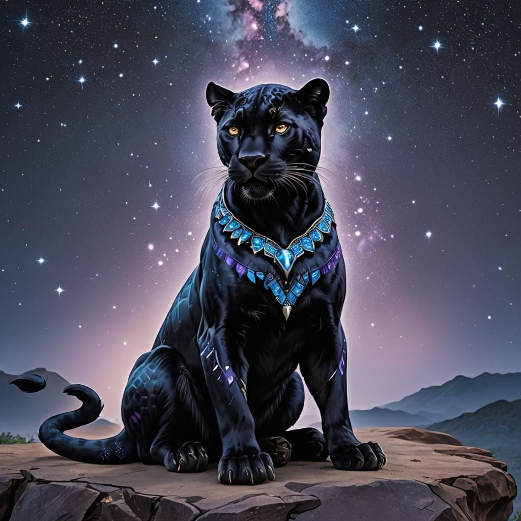 Winged Panther with Tribal Markings and Gems