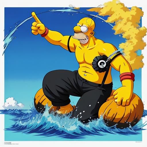 Homer Simpson in Anime Key Visual Style