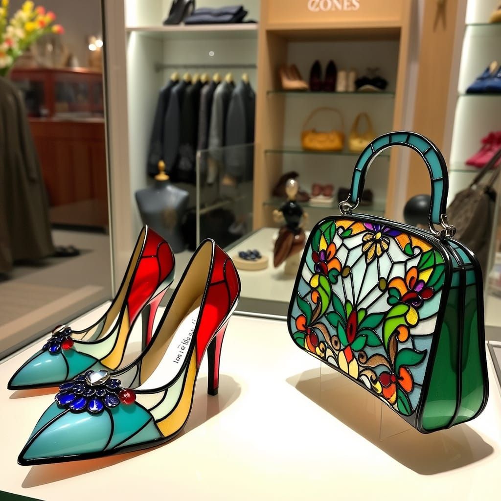 Stained-Glass Slippers and Handbag in Boutique
