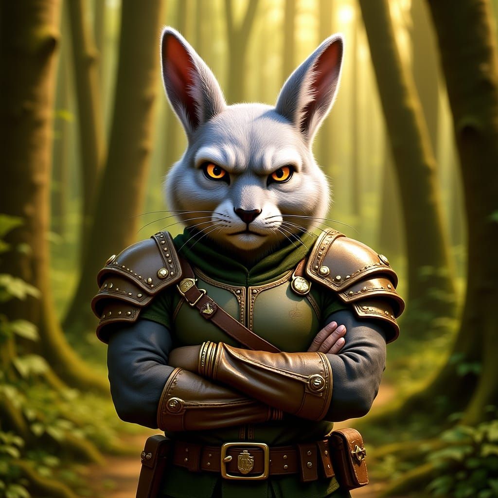 Hare Rogue with Defiant Smirk in Fantasy Art Style