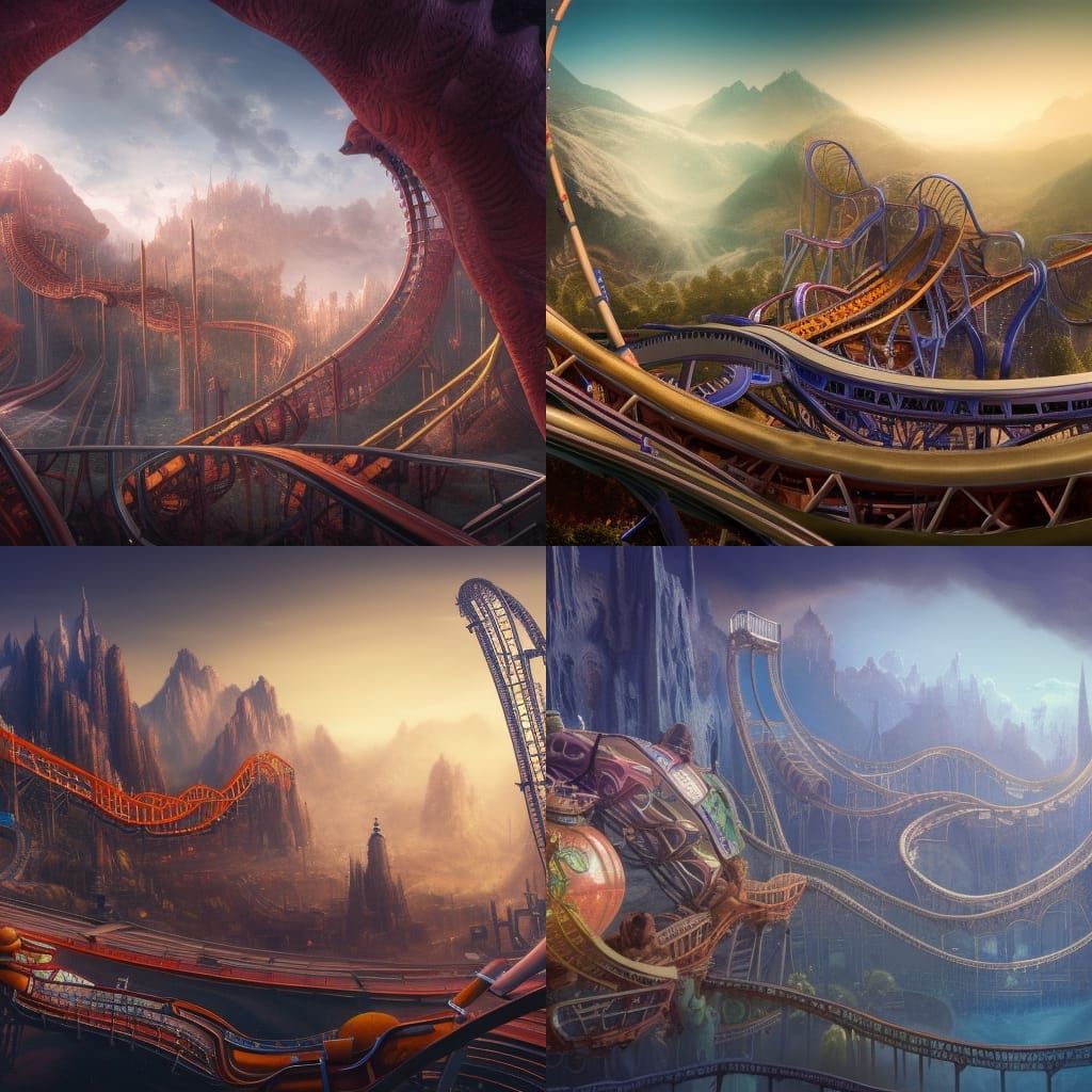 Fetus on Roller Coaster: Fantastical Digital Art