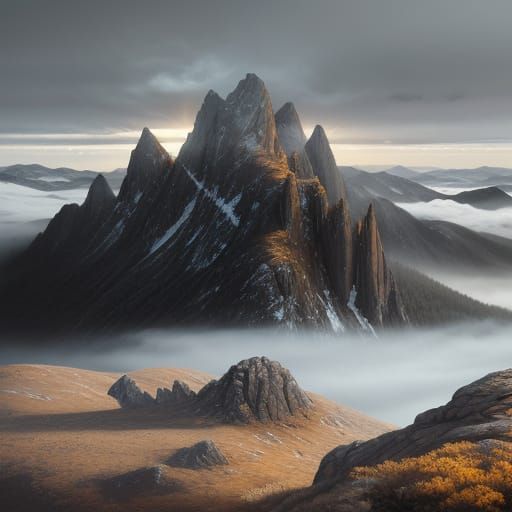 Serene Dawn Meditation on Windswept Mountain Peak