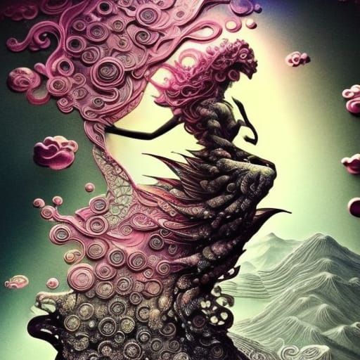 White Baroque Fractal Lady: 3D Rendered Princess