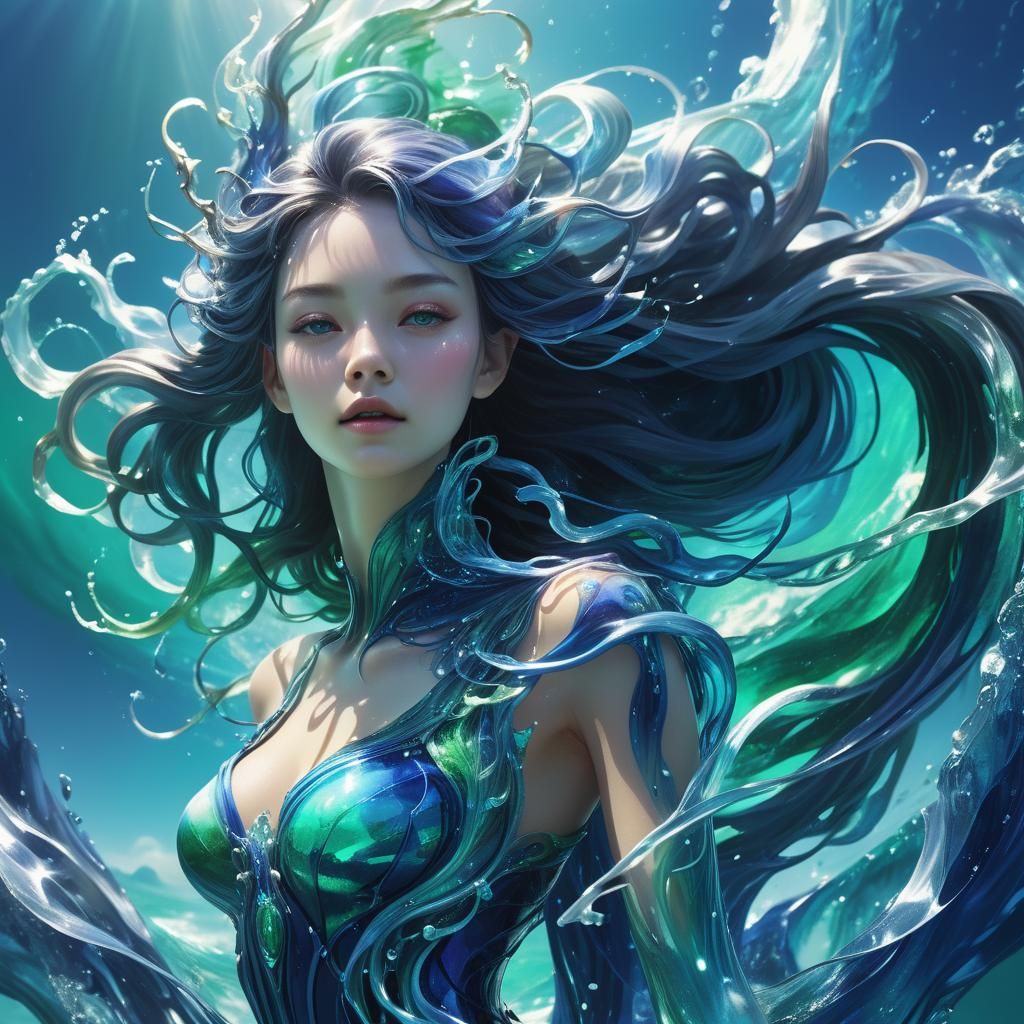 Ethereal Sea Goddess Rising from the Ocean