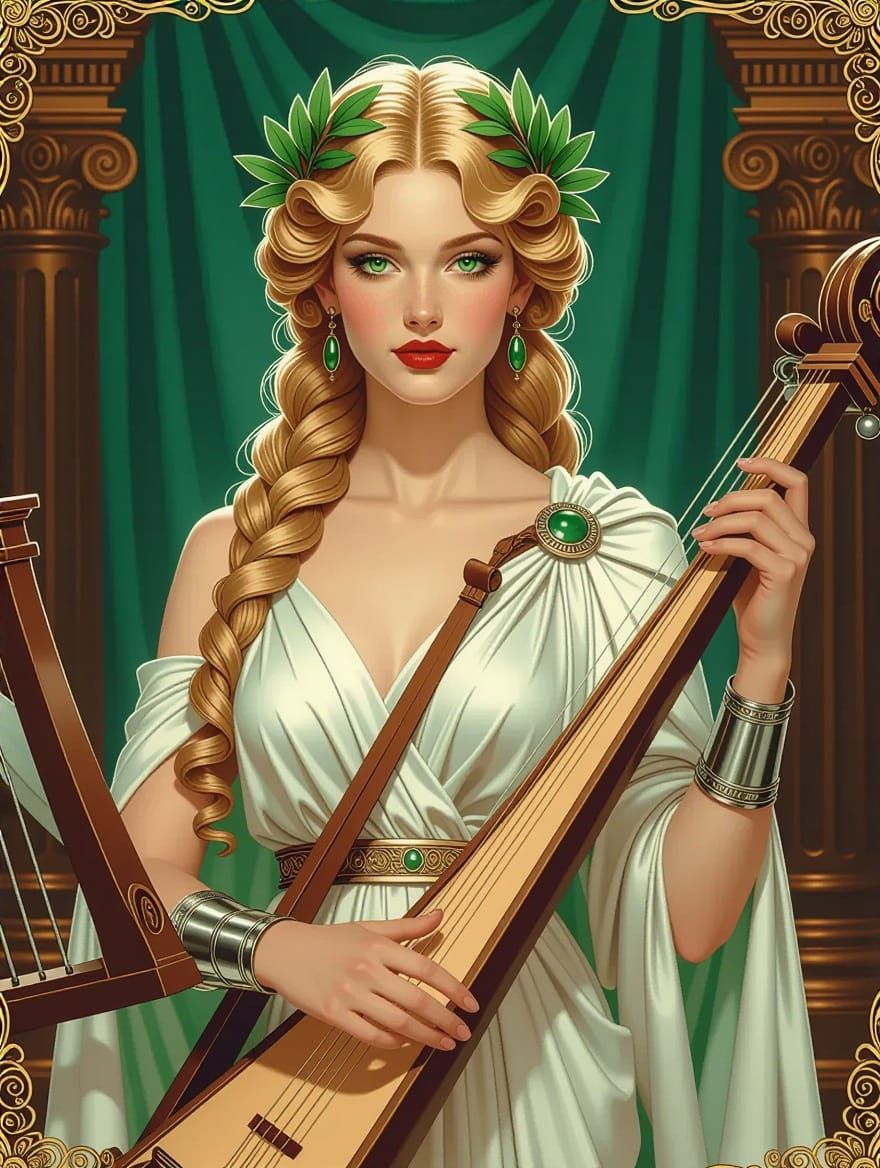 Euterpe: Greek Muse of Music in Comic Book Art Style