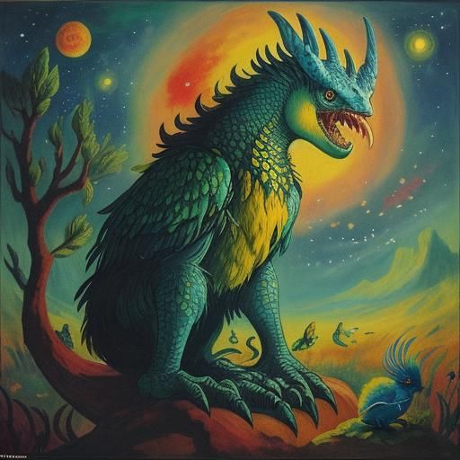 Mythical Singing Creature in Eclectic Artistic Styles