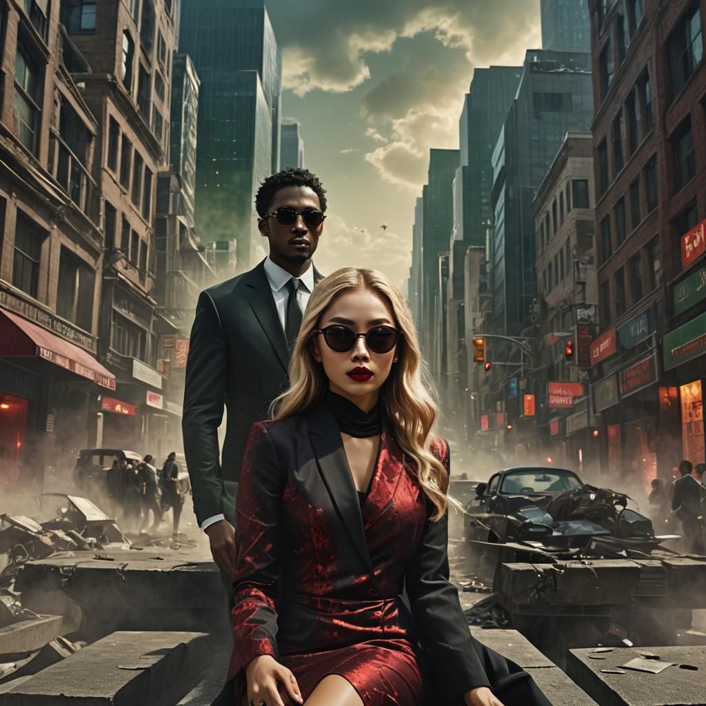 Stylish Woman and Man in Dramatic Digital Painting