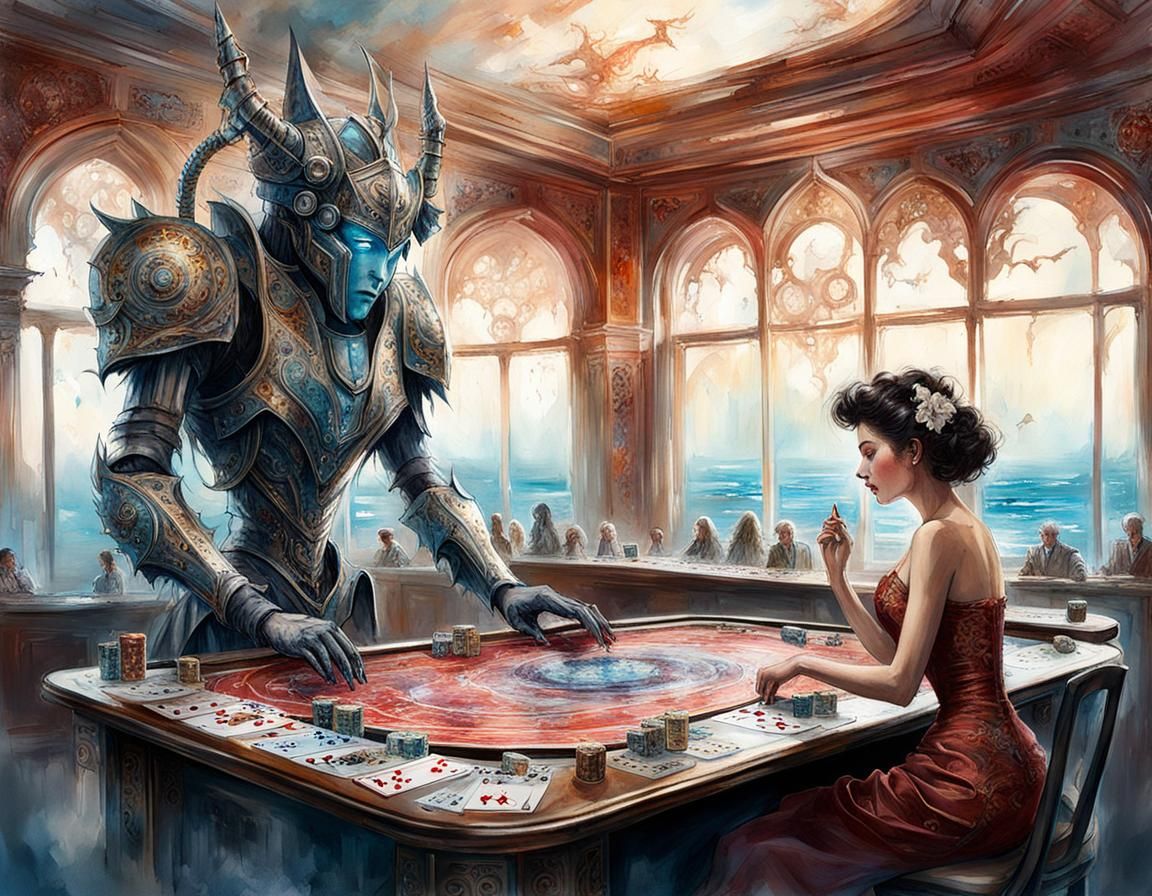 Cybernetic Mephisto in Wasteland, Watercolor Art Style