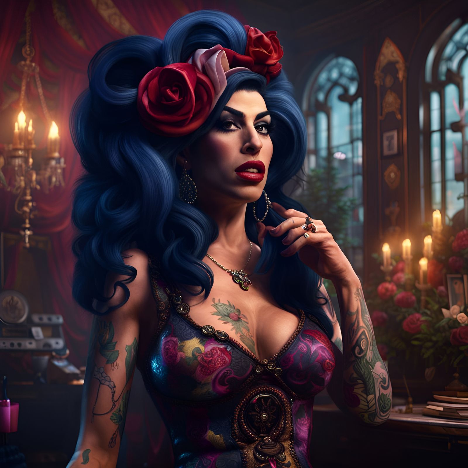 Amy Winehouse Inspired Drag Queen Digital Painting