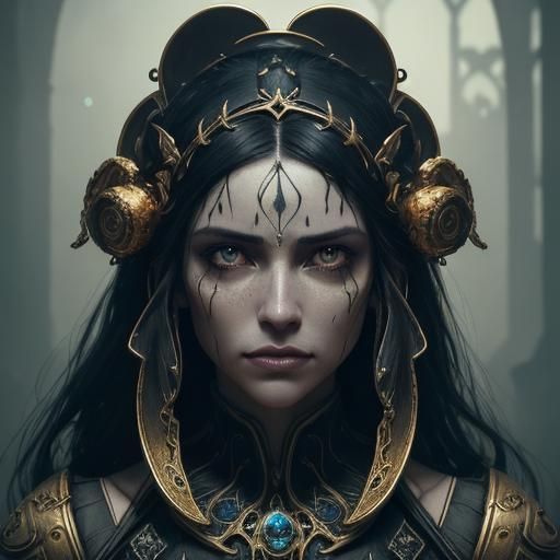 Woman's Agonized Face in Dark Fantasy Art