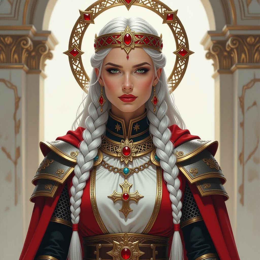 Zealous High Priestess in Detailed Fantasy Illustration Styl...
