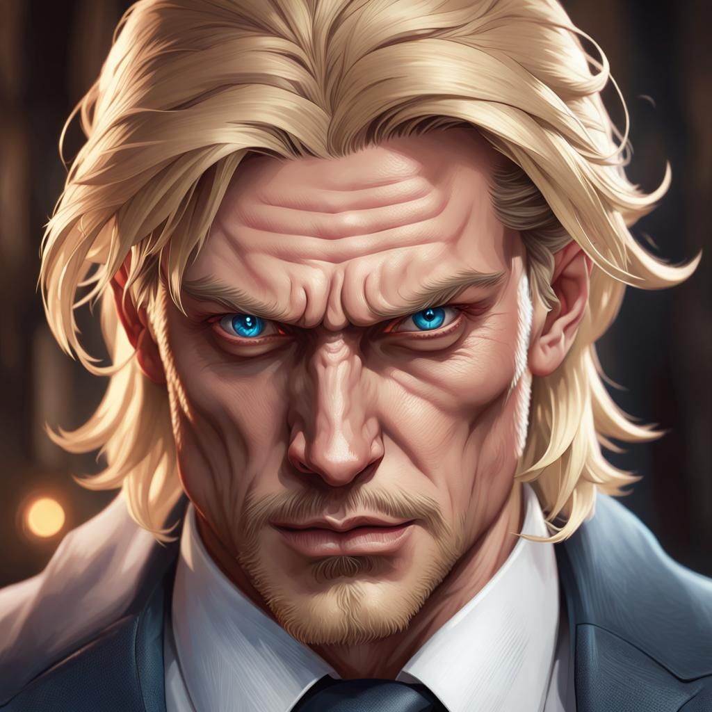 Handsome Blonde Man Portrait in Detailed Digital Art