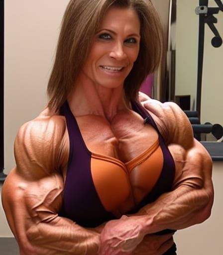Muscular Bodybuilder Mom Flexing Ripped Physique