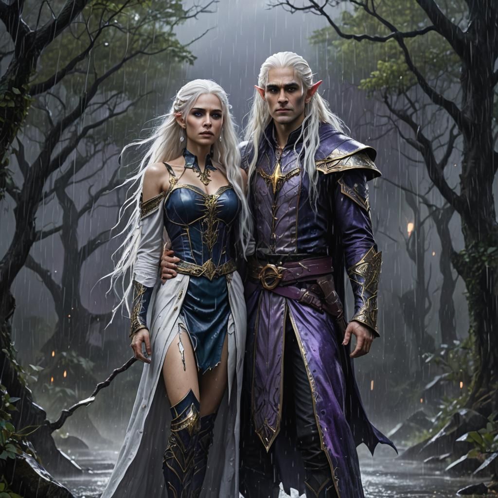 Gothic Fantasy Elf Rescue in the Rain
