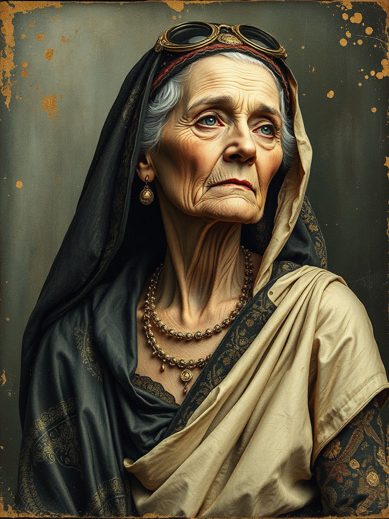 Feathered Crone Ikon in Tintype Style