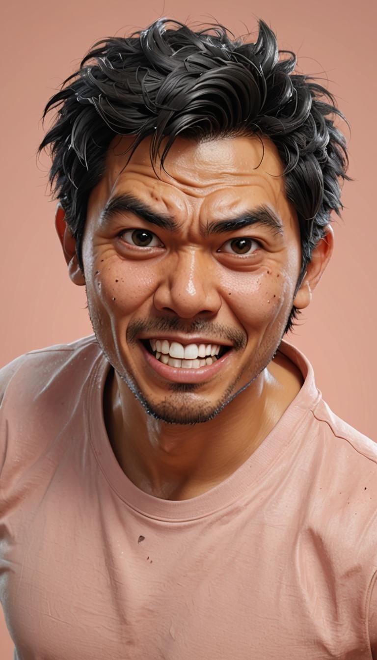 Indonesian Man Caricature in 3D Cartoon Style