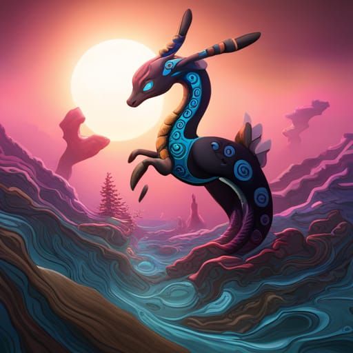 Fantastical Umbreon Milotic Seahorse Concept Art