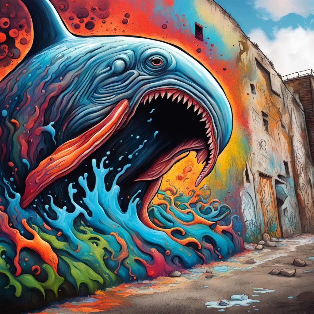 Jonah and the Whale in Graffiti Street Art