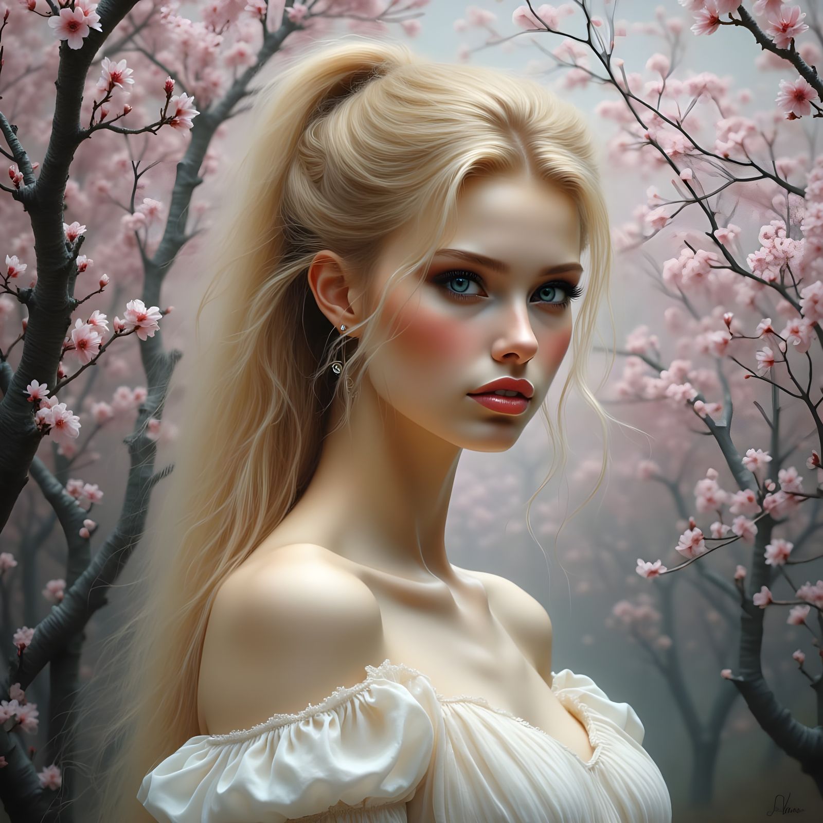 Norse Goddess of Love with Blonde Hair in Bloom