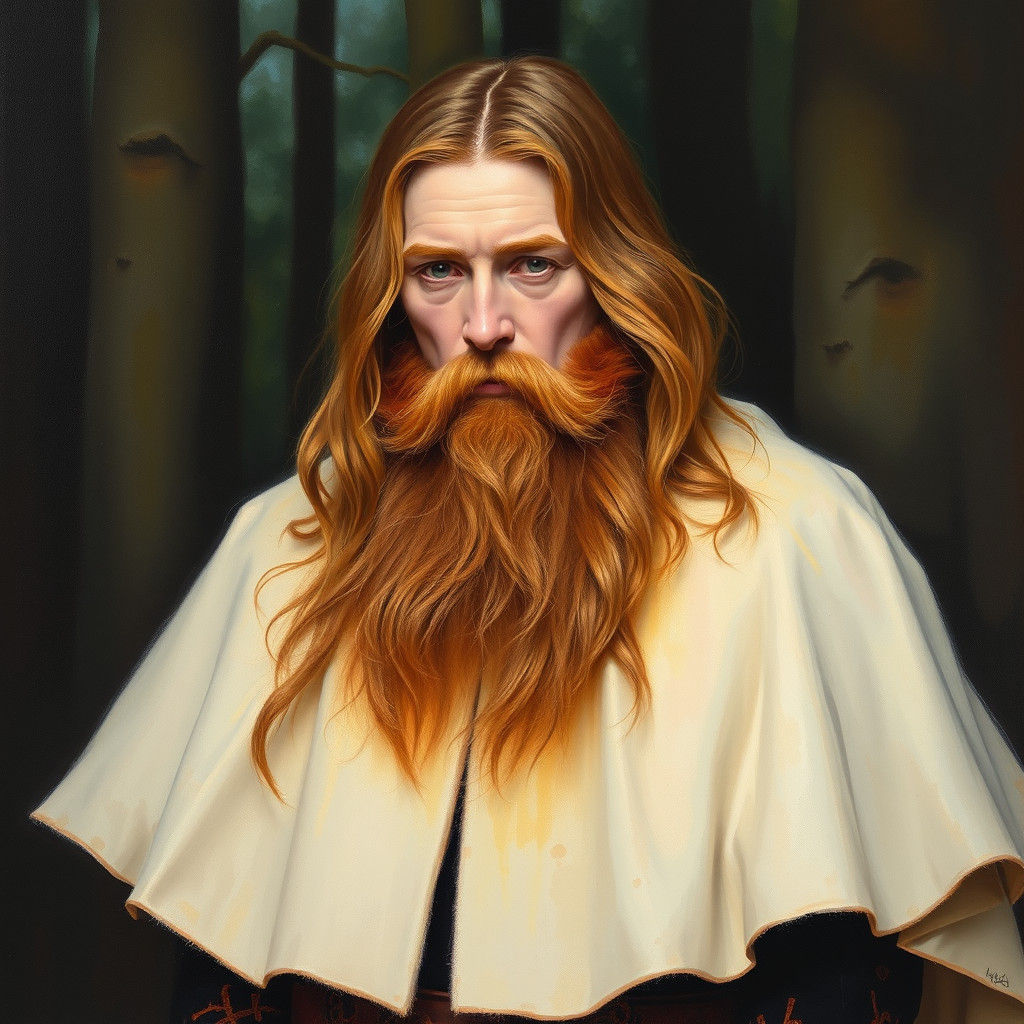 Rasputin in Neon-Lit Shadowy Woods