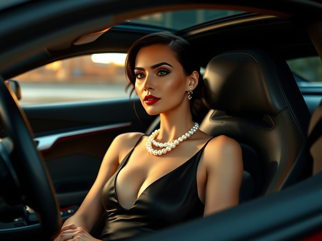 Luxurious Woman in Futuristic Sports Car