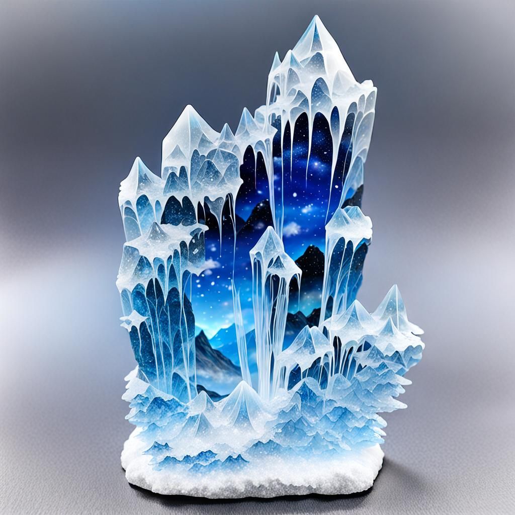 Crystal Alpina Statue with Watersplash in Acrylic Stone