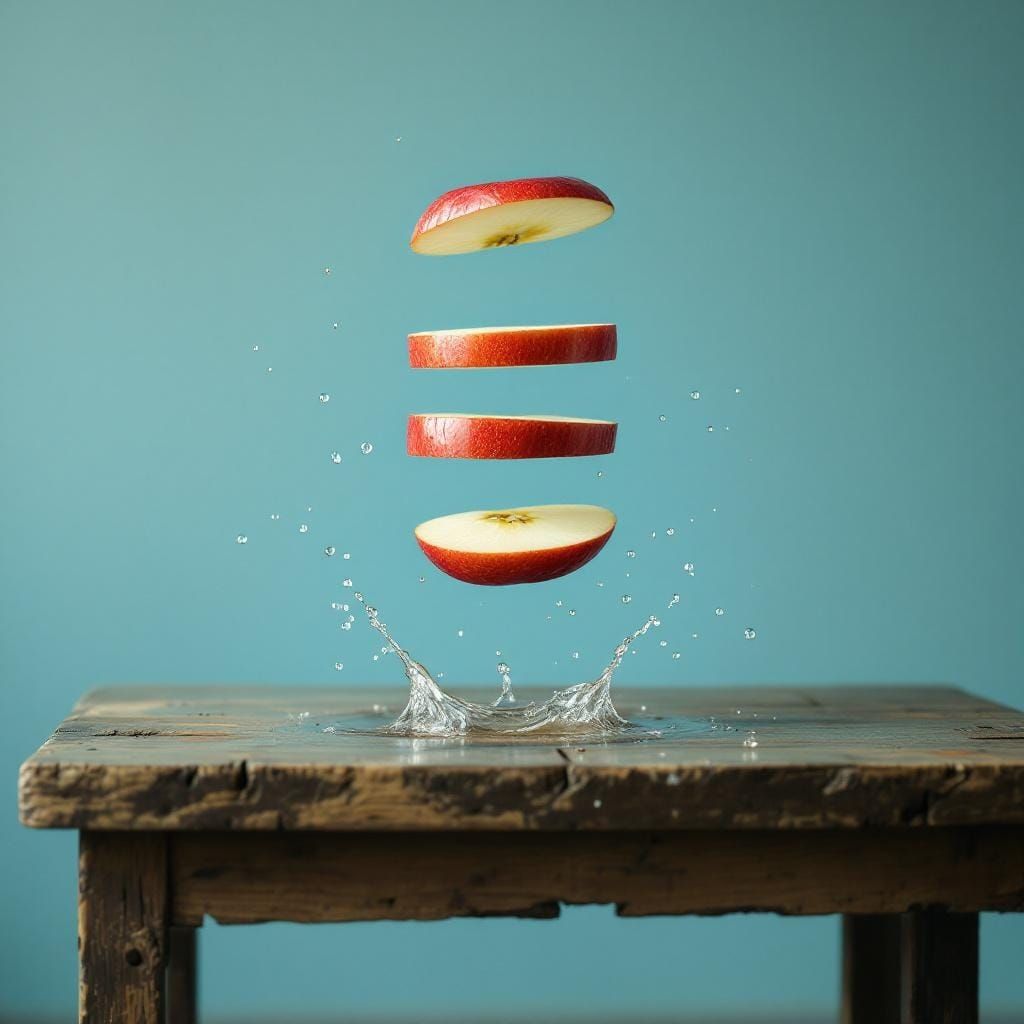 Levitating Sliced Apple: Minimalist Photorealistic Compositi...