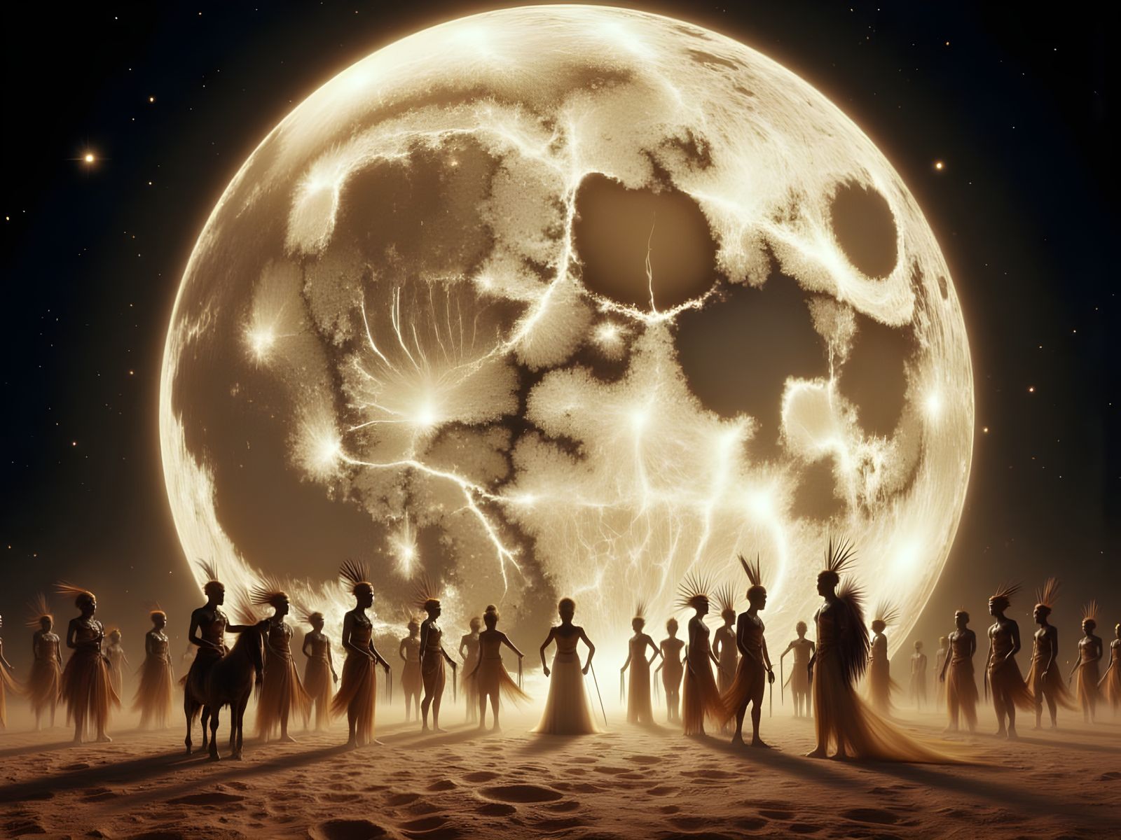 Tribal Ceremony Under Ethnographic Moon