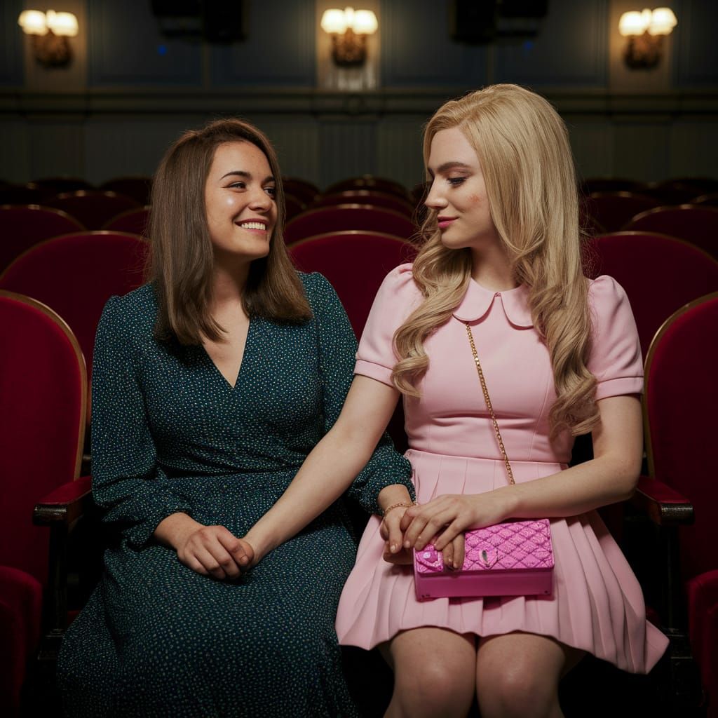 Couple in Cinema with Crossdressed Man in Peter Pan Dress